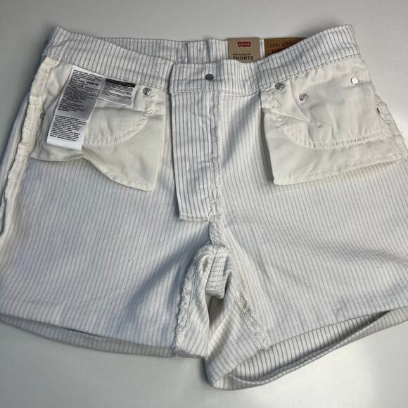 Levi's NWT Women's Mid-Length Shorts Mid-Rise Slim Striped Coastal Size 8 / W29 - Picture 10 of 13